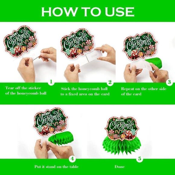 8 Pcs Candyland Christmas Decorations 3D Double Side Honeycomb Centerpieces - Picture 3 of 7